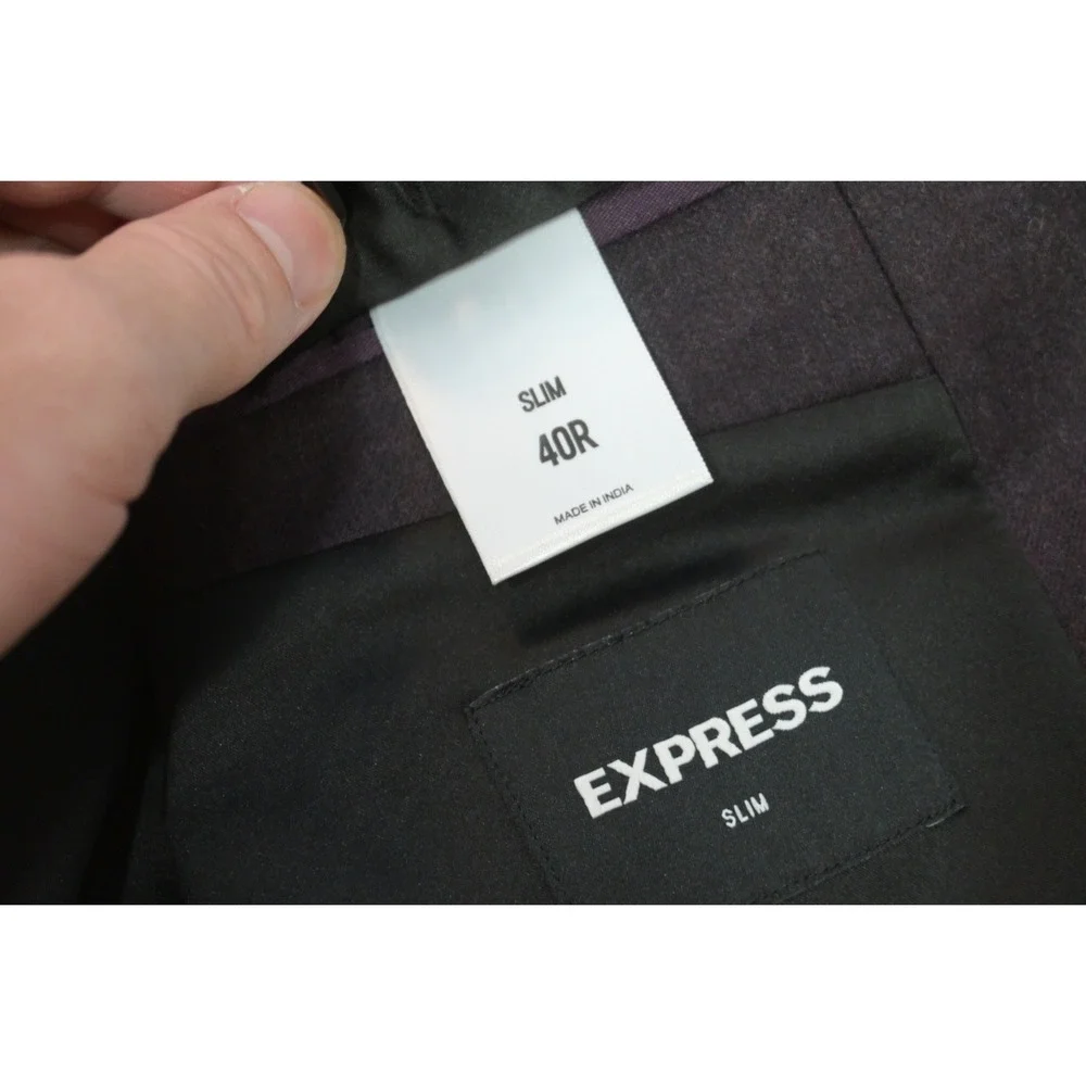 Express Blazer Mens 40R Purple Two Button Slim Fit Wool Blend Excellent